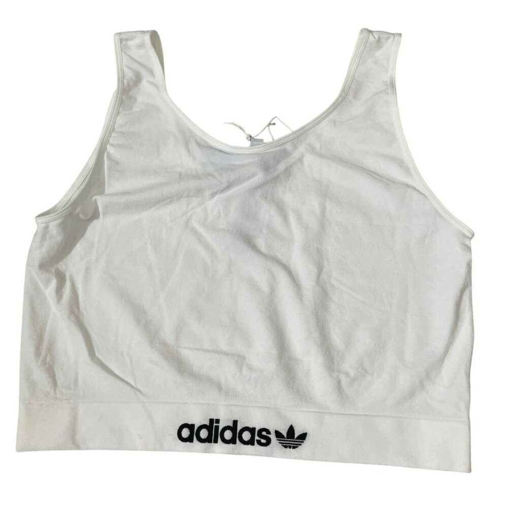 Adidas Womens White Cropped Brami Tank Top 2XL NWT